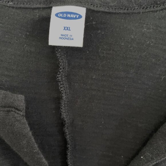 Old Navy Lace Trim Slub Knit Top Split Neck Short Sleeve Cotton Black Size XXL - Picture 3 of 4